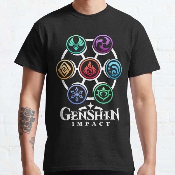 Genshin Impact Elements Design Classic T-Shirt RB1807 product Offical genshin impact Merch